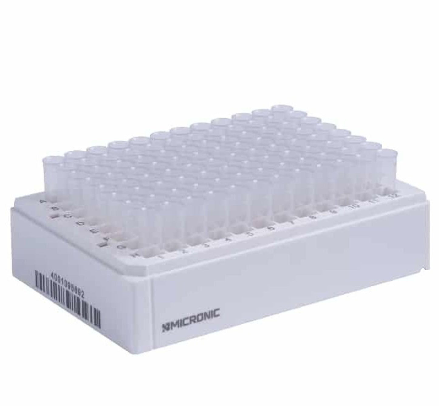 1.40 mL 2D Data-Matrix coded Screw Cap Tubes with Internal Thread V-bottom Snap in Micronic 96-4 Rack with Low Cover (Barcoded A1-H1 side), 4 x 10 racks