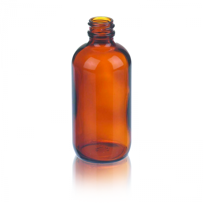 WHEATON® Safety Coated Boston Round Bottle, 1000 mL (32oz), Amber Glass, Without Cap