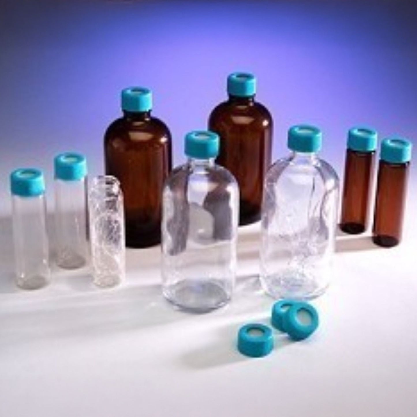 Septum Bottle, 125 mL, Clear Glass, 22-400 Open Top Cap & PTFE/Silicone Septum, 2000 Class, 24/pk