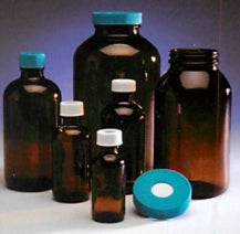 Jar, 1000 mL,Wide Mouth, Amber Glass with 53-400 PTFE Lined Closed Top Cap, 2000 Class, 12/pk