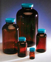 Wide Mouth Packer Jar, 1000 mL, Amber Glass, 53-400 Closed Top PP Cap and PTFE/Foam Liner, 10 Class, 12/pk