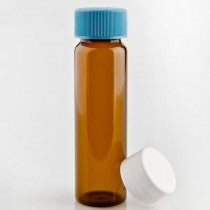 Vial, Screw Thread, 8 mL/2 Dram, 17x60 mm Amber Glass, with 15-425 Aqua Advantage PTFE Lined Cap, 2000 Class/Precleaned, 144/pk