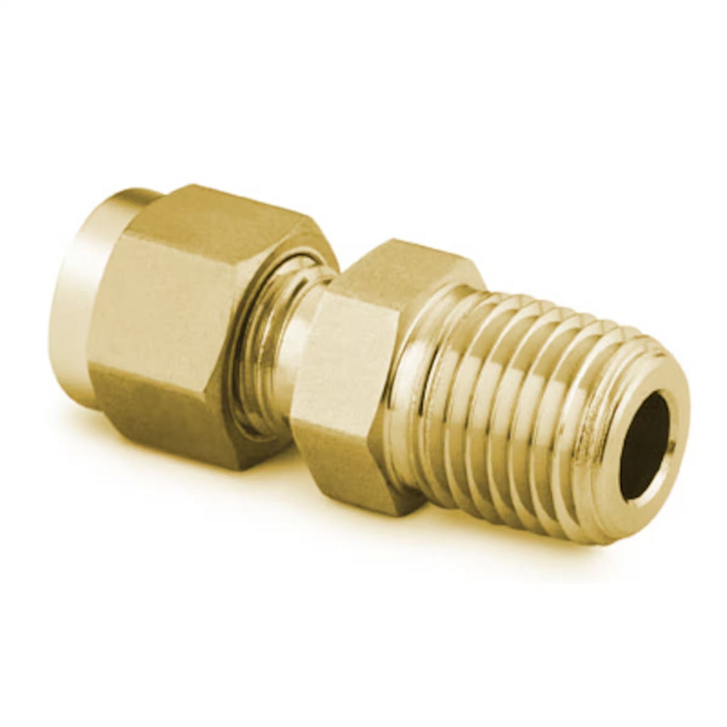 Brass Swagelok Tube Fitting, Male Connector, 1/4" Tube OD x 1/4" Male NPT