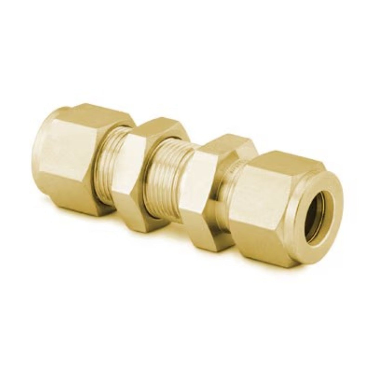 Brass Swagelok Tube Fitting, Bulkhead Union, 3/8" Tube OD