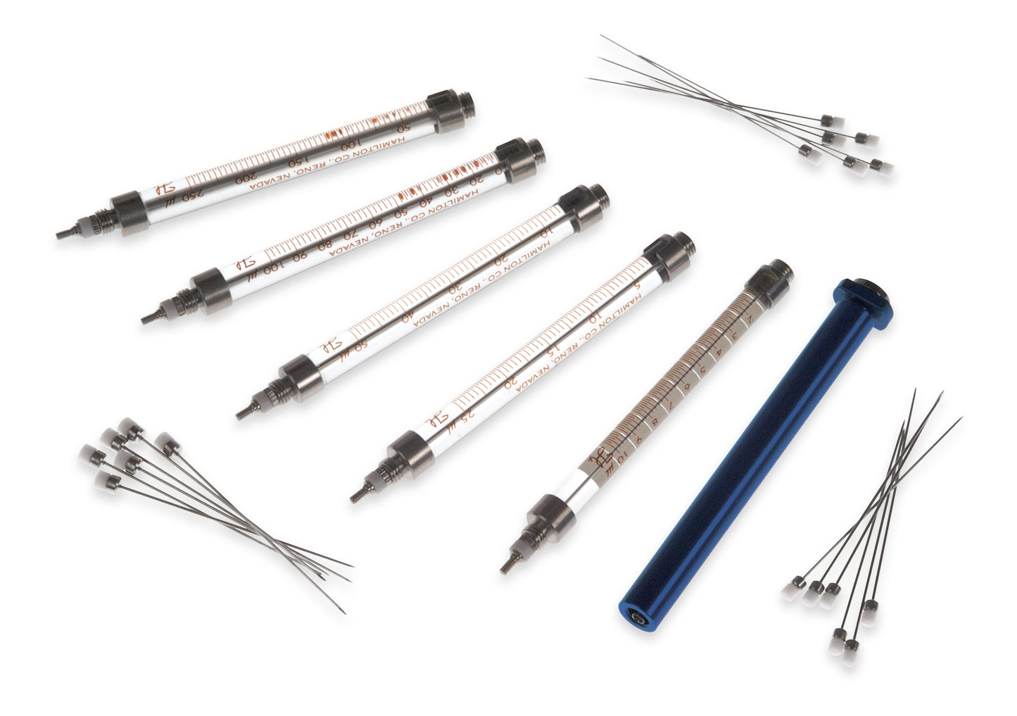 10, 25, 50, 100, and 250 µL, Model RN Syringe, 5 Pack, Removable Needle, 26s and 22s ga, 2 in, Point Style 2