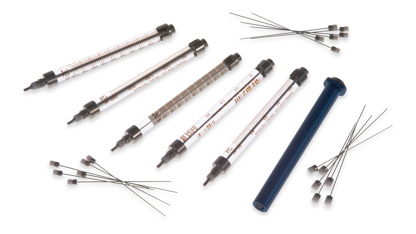 10, 25, 50, 100, and 250 µL, Model RN Waters U6K Syringe, 5 Pack, Removable Needle, 25s ga, 1.97 in, Point Style 3