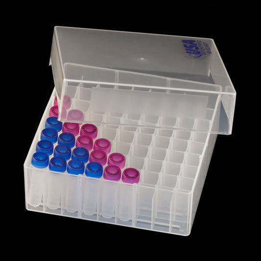 Polypropylene 81-Place Box, Natural,  5.1 In L x 5.1 In W x 1.8 In H, 5/Pack