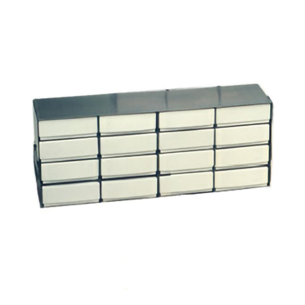 16-Place (4 Long x 4 High) Upright Freezer Rack For 2 In H Boxes, 21 5/8 In L x 5 1/2 In W x 8 7/8 In H, Stainless Steel