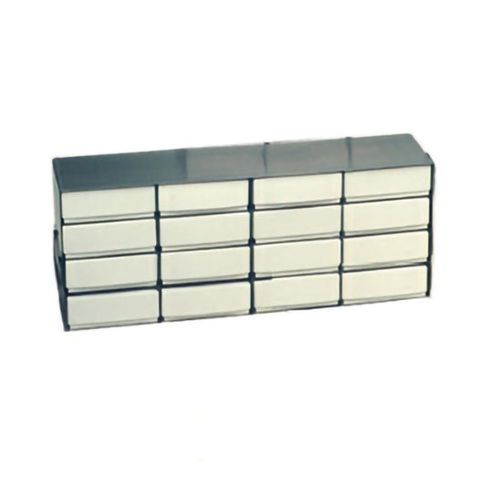 16-Place (4 Long x 4 High) Upright Freezer Rack For 2 In H Boxes, 21 5/8 In L x 5 1/2 In W x 8 7/8 In H, Stainless Steel