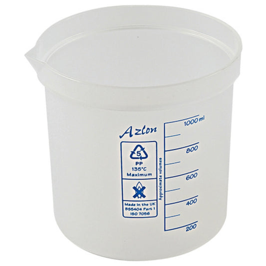 Azlon Square Ratio Beakers, PP, 1000 mL, 5/pk