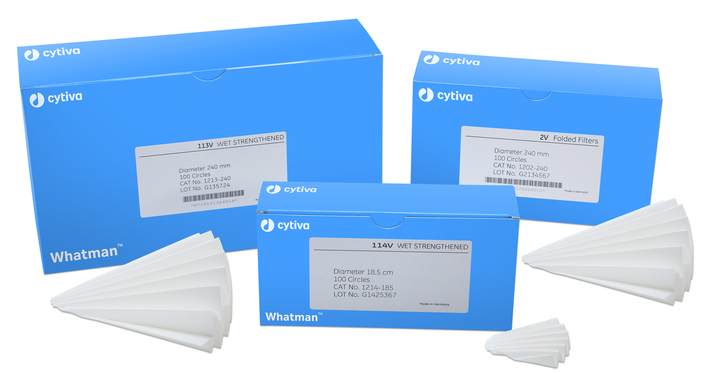 Whatman Grade 114V Qualitative Filter Paper Folded (Prepleated), 240 mm circle 100/pk