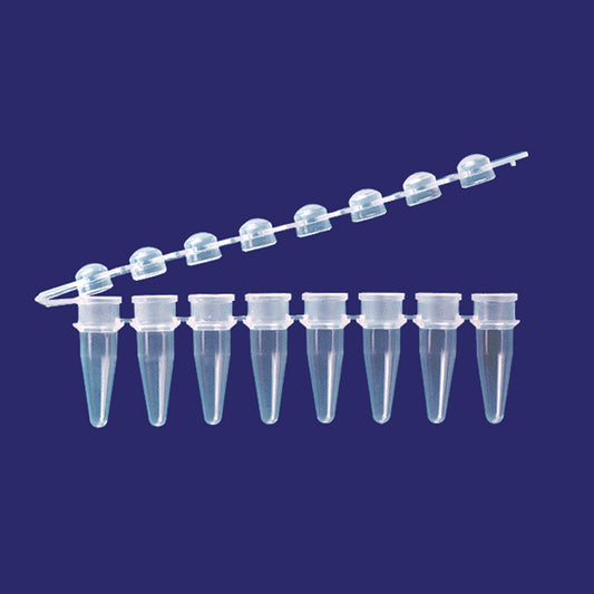 0.2 mL Tempassure PCR 8-Tube Strips with Attached 8-Cap (Dome Top) Strips, Natural.  125 Strips of Tubes with Caps Per Pack.