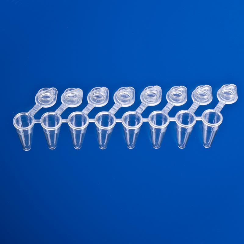 0.1 mL Tempassure PCR Low Profile 8-Tube Strips with Individually Attached, Optically Clear Flat Caps, Natural.  120 Strips of Tubes with Caps Per Pack.