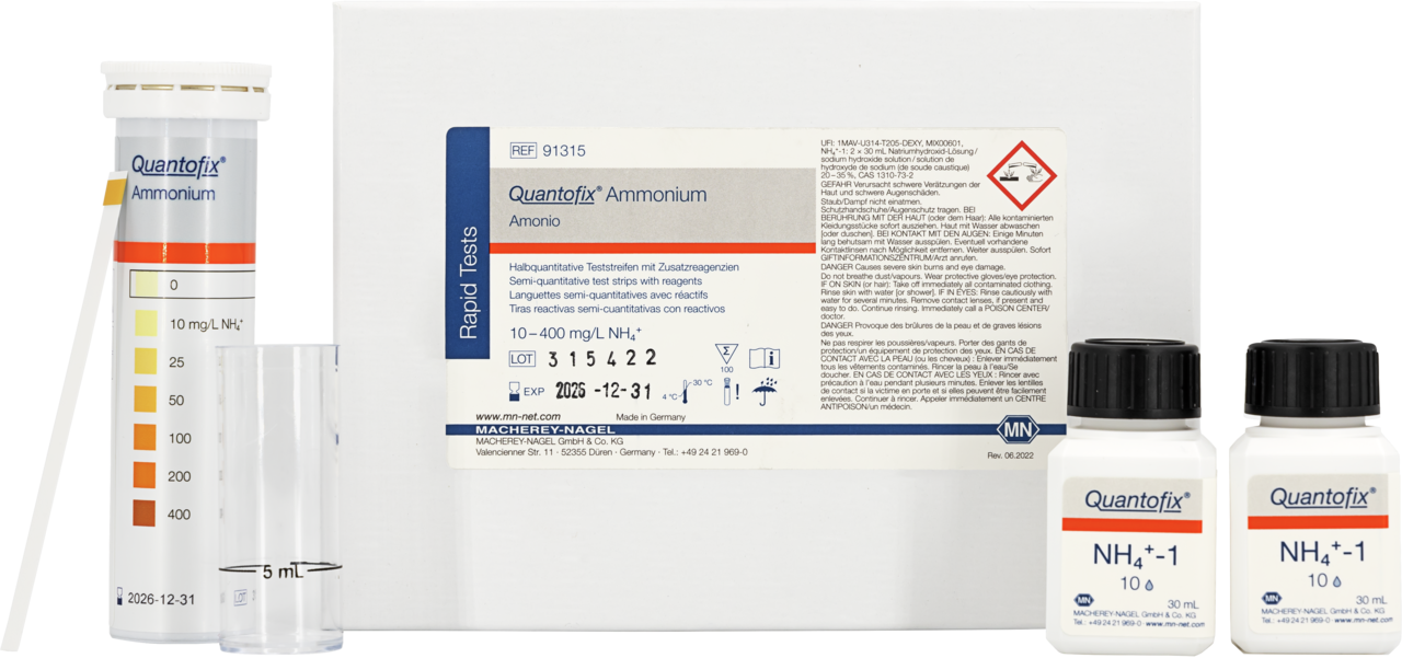 Semi-quantitative Test Strips QUANTOFIX Ammonium, 100/pk