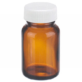 Bottle, Wide Mouth Packer, 60 mL, 44X77 mm, Amber Soda-Lime Glass, with 33-400 White PP Screw Cap with Poly-Vinyl Liner