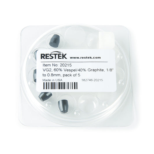 Ferrule, Vespel/Graphite Reducing, VG2, 60% Vespel/40% Graphite, 1/4" to 0.8 mm, 5/pk