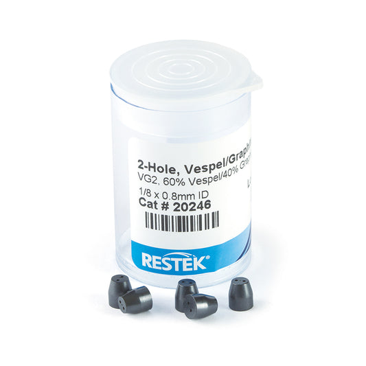 Ferrule, Vespel/Graphite 2-Hole, VG2, 60% Vespel/40% Graphite, 1/8" X 0.8 mm, 5/pk