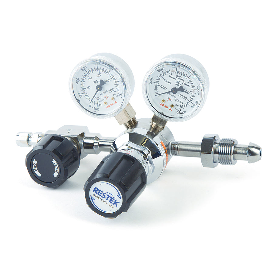 Regulator, Chrome-Plated Brass, One Stage, Ultra High Purity Inert Gas, CGA 580