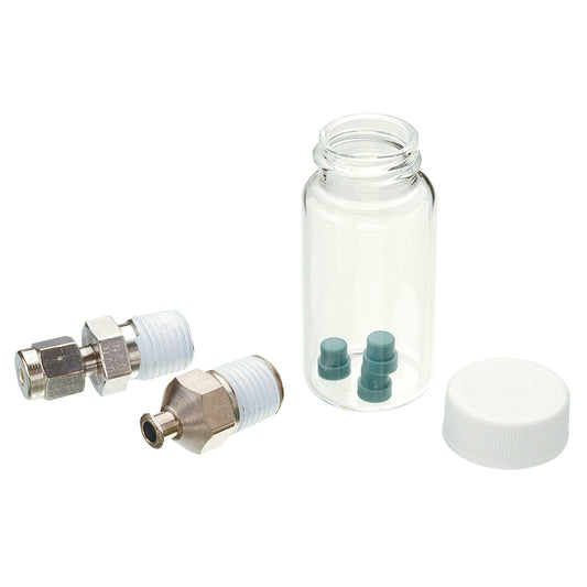 Syringe adaptor kit for use with VOC single stage regulators
