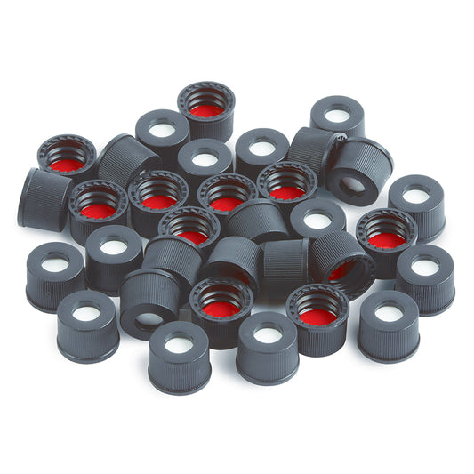 2.0 mL, 8 mm Screw-Thread Caps and Red PTFE/Silicone Septa, 0.065", 100/pk