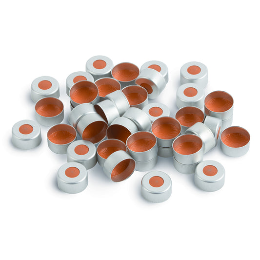 2.0 mL, 11 mm Aluminum Crimp-Top Seals with PTFE/Natural Rubber Septa, Silver, 1,000/pk