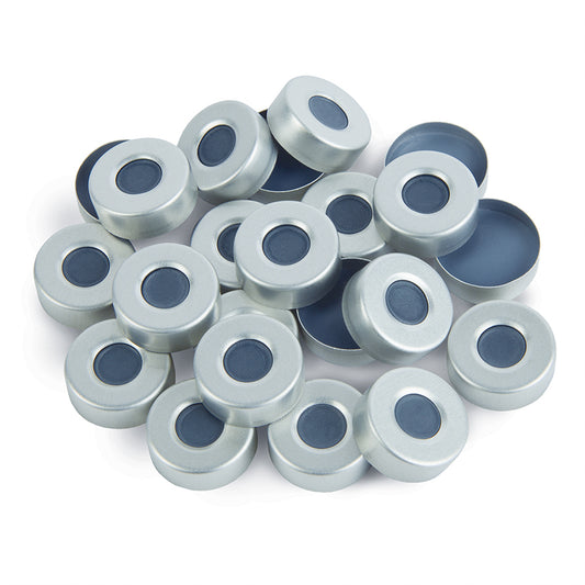 20 mm Aluminum Crimp-Top Seals and PTFE/Gray Butyl Rubber Septa, 100/pk