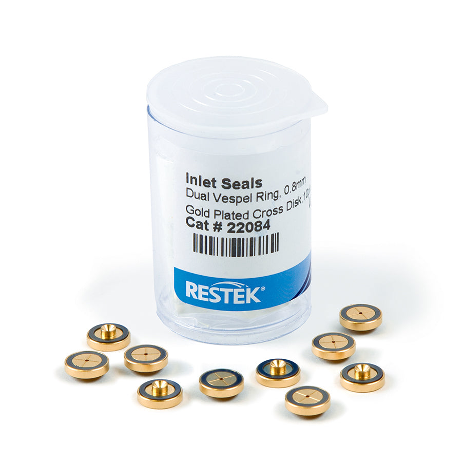 Inlet Seals, 0.8 mm Gold Plated Dual Vespel Ring Cross Disk, 10/pk