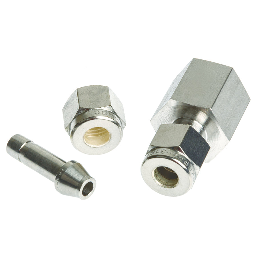Ashcroft Gauge Connector to Canister Valve, SS, connects 1/4" male NPT to 1/4" male compression fitting