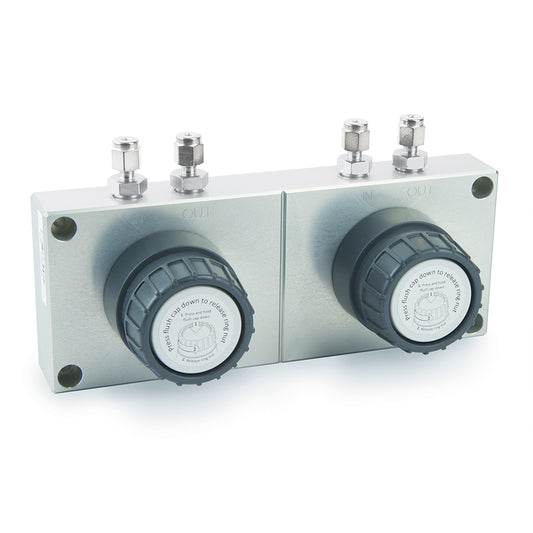 SGT Baseplate, Two Position For Two SGT Cartridge Filters, 1/8" Stainless Steel Fittings