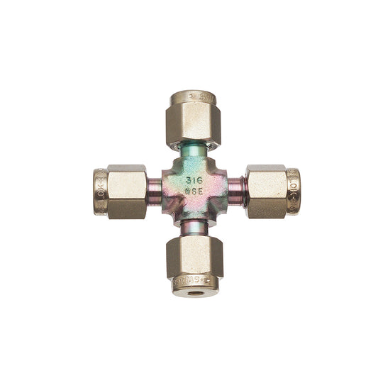 Swagelok Fitting, 1/8" Cross, Siltek/Sulfinert Treated, Swagelok # SS-200-4, ea.