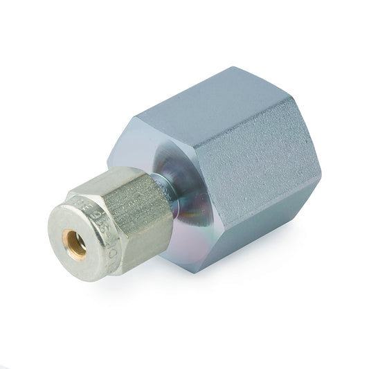 Swagelok Fitting, 1/8" to 1/4" NPT Female Connector, Siltek/Sulfinert Treated, Swagelok # SS-200-7-4, ea.