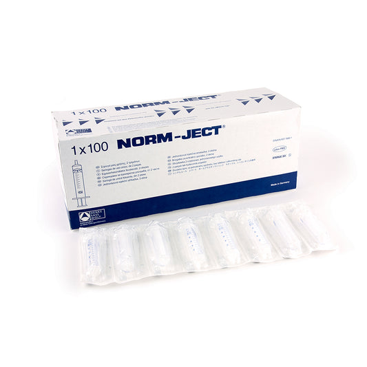 Norm-Ject Plastic Syringe, 10mL Luer Slip Eccentric Tip, 100/pk