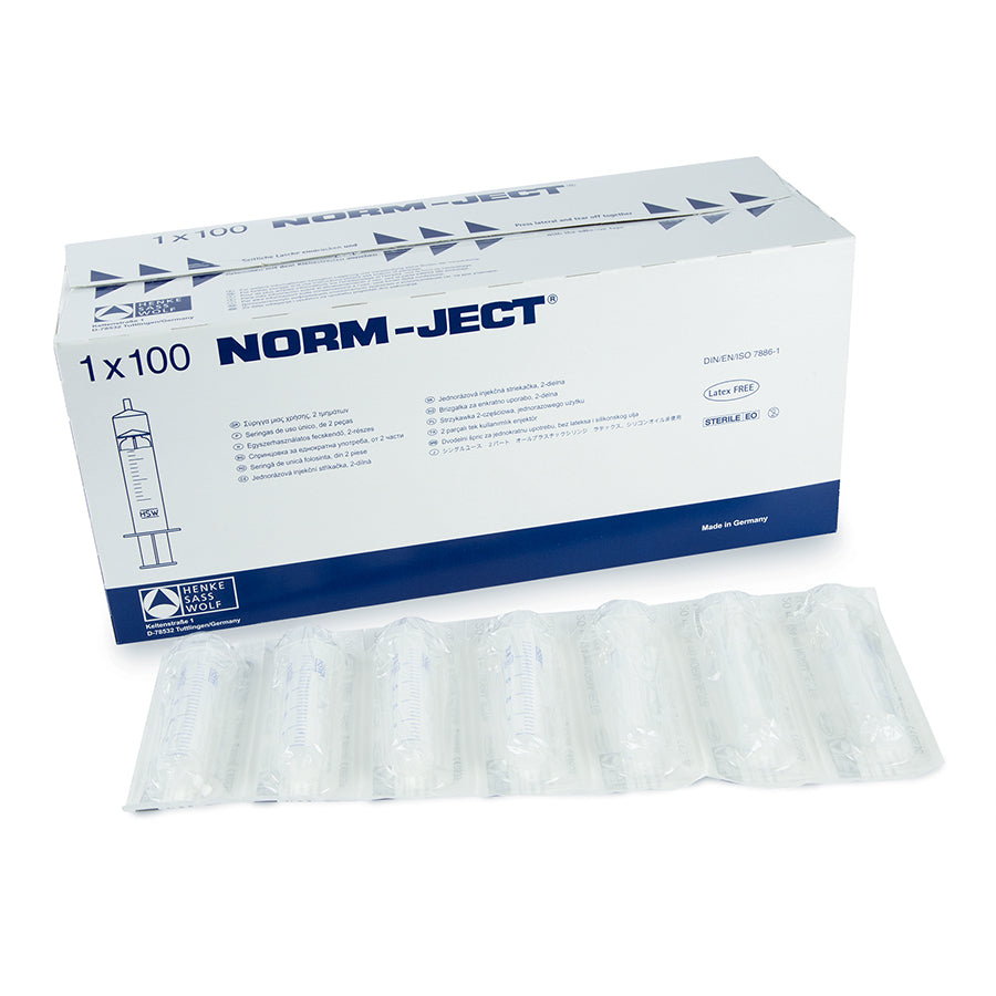 Norm-Ject Plastic Syringe, 20mL Luer Lock Tip, 100/pk