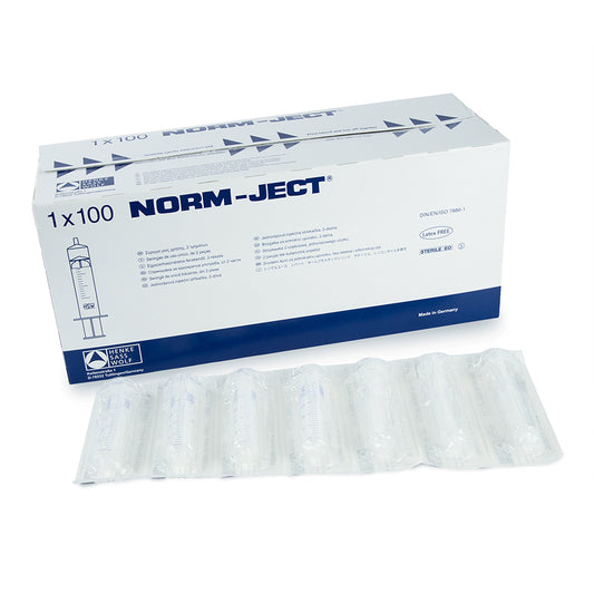 Norm-Ject Plastic Syringe, 20mL Luer Lock Tip, 100/pk