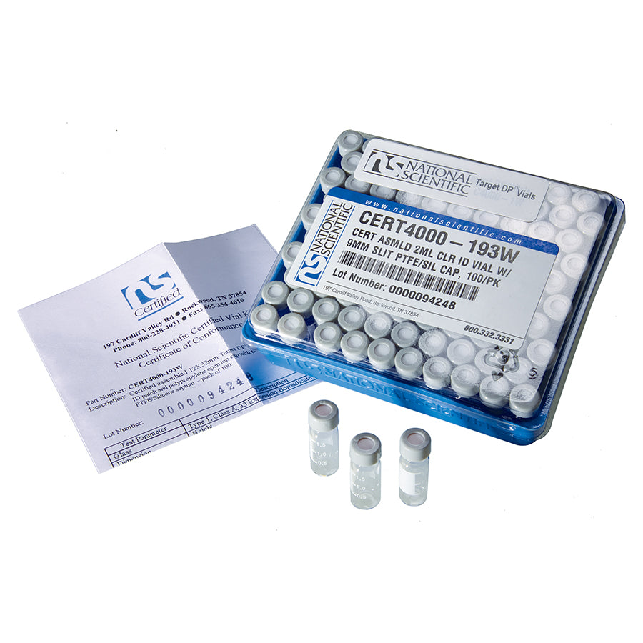 Assembled 2 mL Clear Vial w/Marking Spot and Bonded PTFE/Silicone Slit Septa, 100/pk