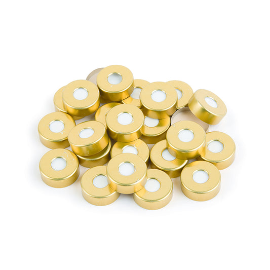 20 mm Magnetic Crimp Cap w/PTFE/Silicone Septum (tan/white) with 8 mm Hole, 1,000/pk
