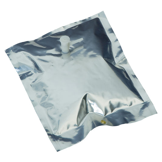 Multi-Layer Foil Gas Sampling Bags, 1 L, 7"x7", with Polypropylene Combo Valve & Septum, 1 Eyelet, 5/pk