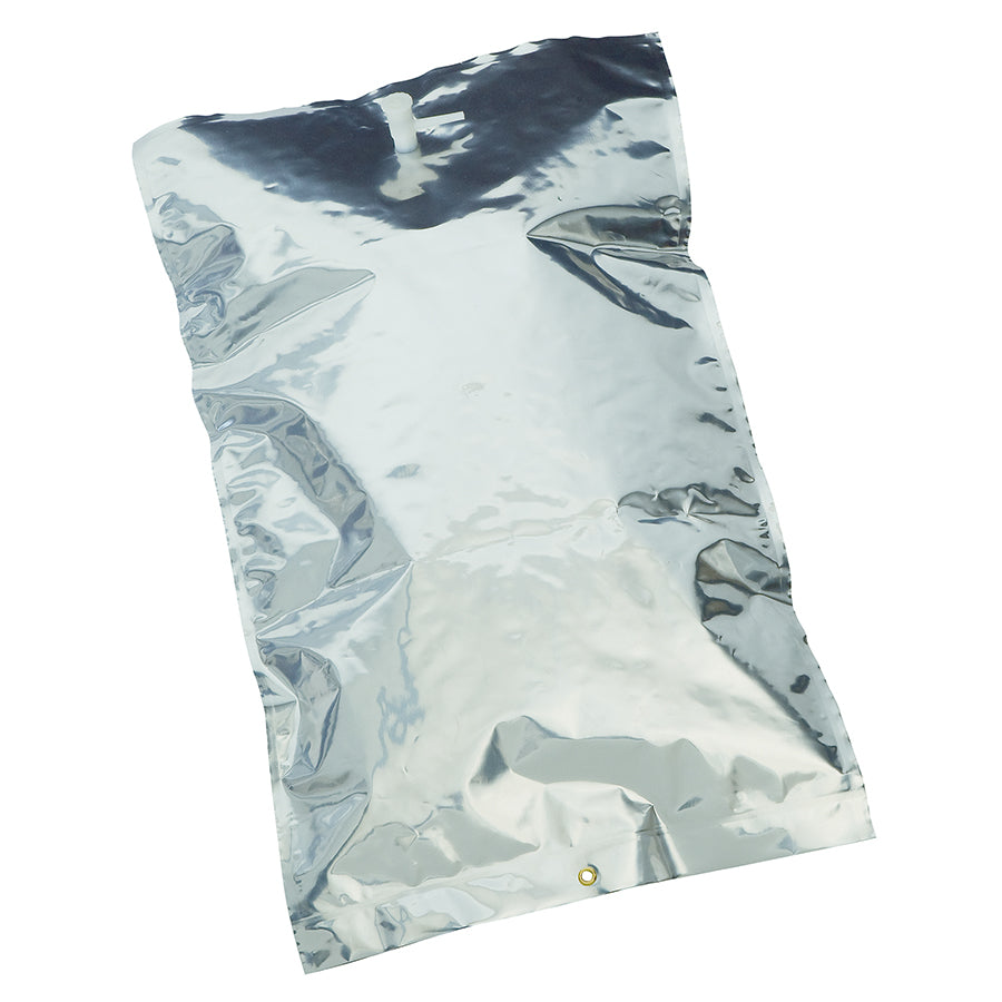 Gas Sampling Bag, Multi-Layer Foil, 10L, 12"x22" w/polypropylene combo valve & septum, 1 eyelet, 5/pk