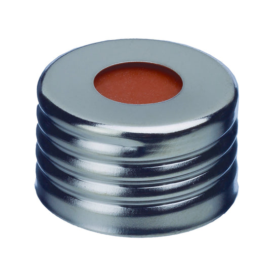18 mm Magnetic Screw-Thread Headspace Caps and PTFE/Red Chlorobutyl Septa, 100/pk