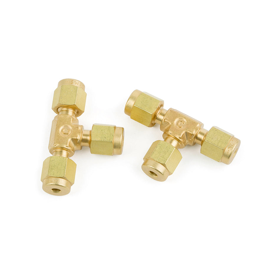 Swagelok Fitting, 1/8" Tee, Brass, 2/pk