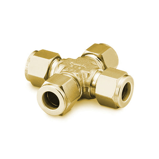 Swagelok Fitting, 1/8" Cross, Brass, 2/pk