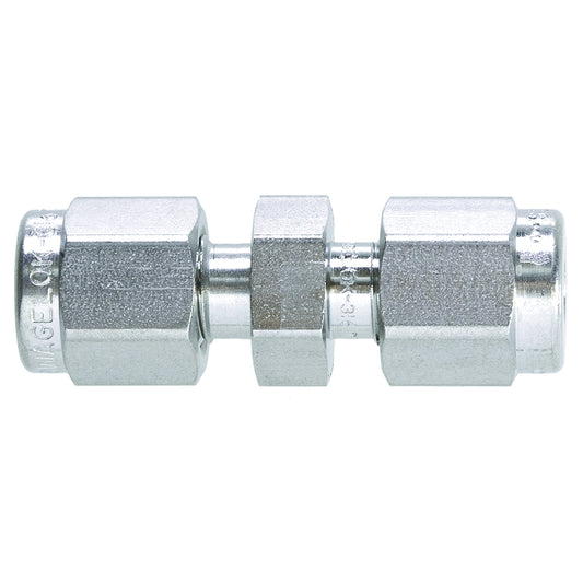 Swagelok Fitting, 1/8" Union, Stainless Steel, 2/pk