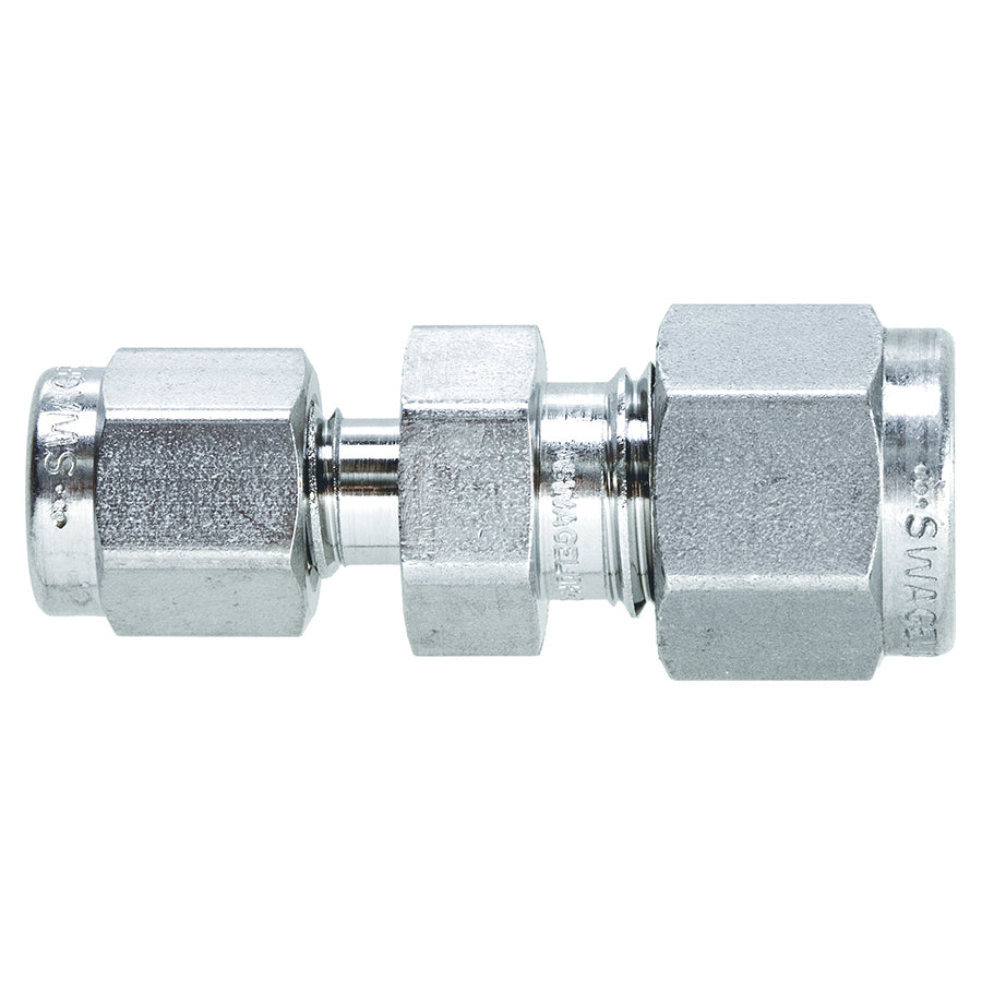 Swagelok Fitting, 1/4" to 1/8" Reducing Union, Stainless Steel, 2/pk