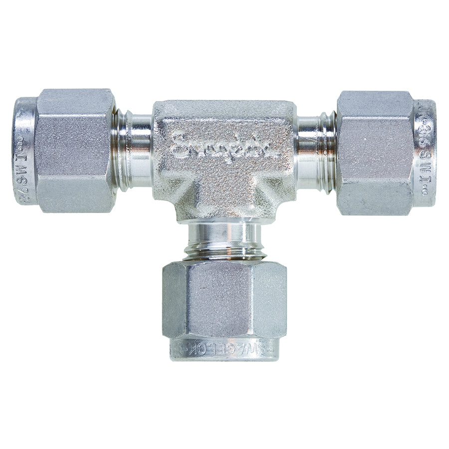 Swagelok Fitting, 1/4" Tee, Stainless Steel, ea.