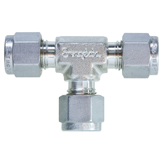 Swagelok Fitting, 1/4" Tee, Stainless Steel, ea.
