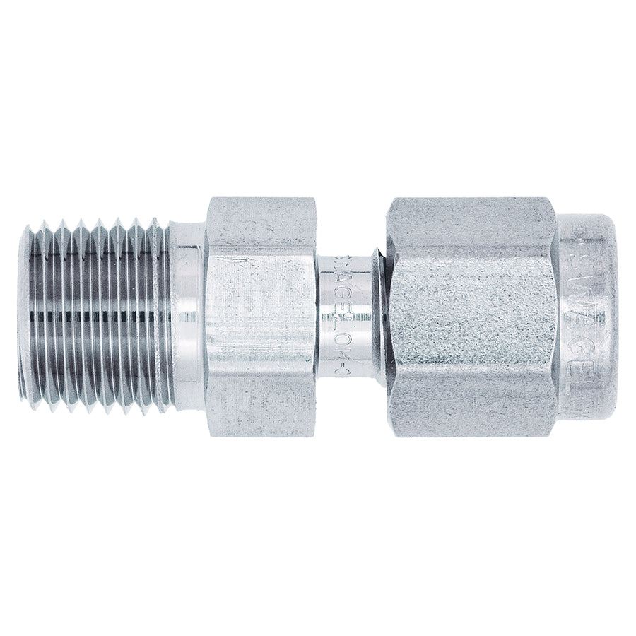 Swagelok Fitting, 1/8" to 1/8" NPT Male Connector, Stainless Steel, 2/pk
