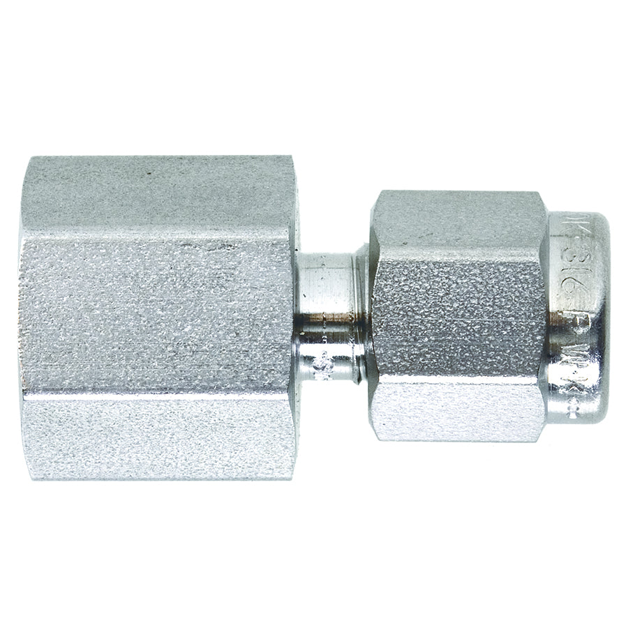 Swagelok Fitting, 1/8" to 1/8" NPT Female Connector, Stainless Steel, 2/pk
