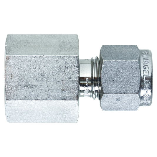 Swagelok Fitting, 1/4" to 1/4" NPT Female Connector, Stainless Steel, 2/pk