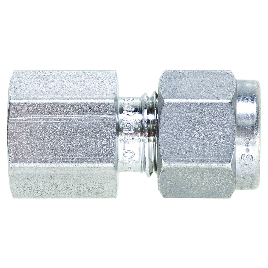 Swagelok Fitting, 1/4" to 1/8" NPT Female Connector, Stainless Steel, 2/pk