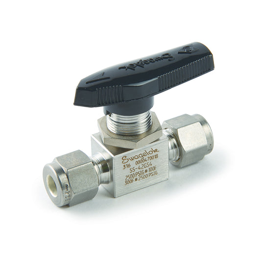 Swagelok Valve, 1/4" Ball, Stainless Steel, ea.